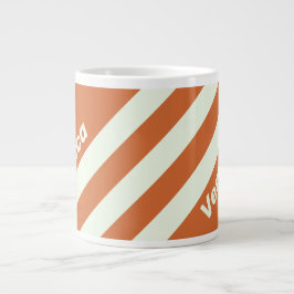 Retro Orange Drei Streifen mit Namen Jumbo-Tasse