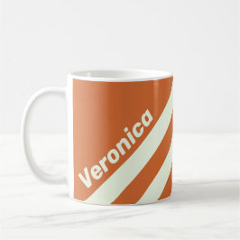 Retro Orange Drei Streifen mit Namen Kaffeetasse