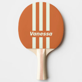 Retro Orange Drei Streifen mit Namen Tischtennis Schläger