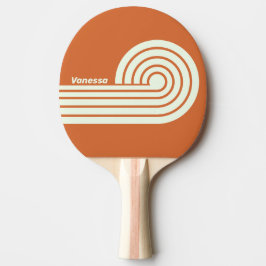Retro Orange Dual Curl Streifen mit Namen Tischtennis Schläger