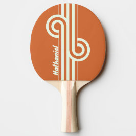 Retro Orange Dual Stripe Loop mit Namen Tischtennis Schläger