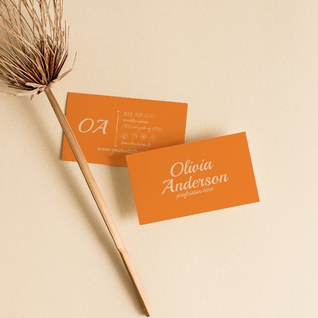 Retro Orange farbenfroh kühl Groovy Niedlich einzi Visitenkarte (Von Creator hochgeladen)
