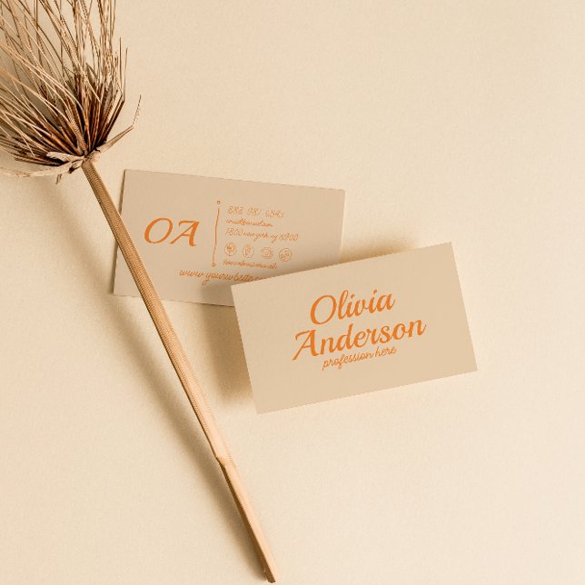 Retro Orange farbenfroh kühl Groovy Trendy Einziga Visitenkarte (Von Creator hochgeladen)