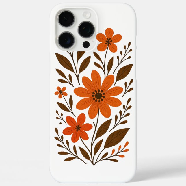 Retro Orange Floral Muster Case-Mate iPhone Hülle (Rückseite)