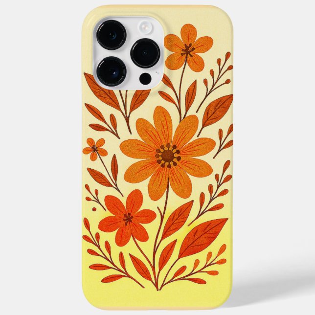 Retro Orange Floral Muster Case-Mate iPhone Hülle (Rückseite)