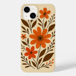 Retro Orange Floral Muster Case-Mate iPhone 14 Hülle