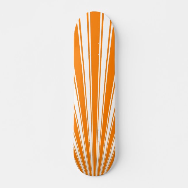 Retro Orange Funky Sun Rays Hintergrund Skateboard (Vorne)