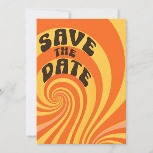 Retro Orange Gelb Foto Termin merken Save The Date