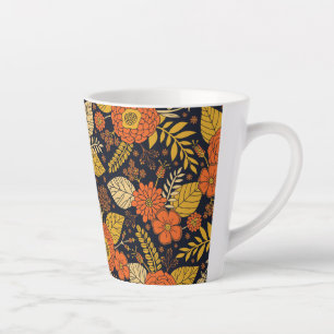 Retro Orange, Gelb & Marineblume Milchtasse