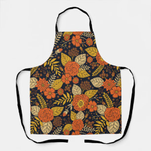 Retro Orange, Gelb & Marineblume Schürze