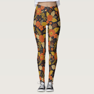 Retro Orange, Gelb und Navy Leggings