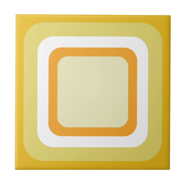 Retro Orange Gelb Weiß Fliese (Vorderseite)