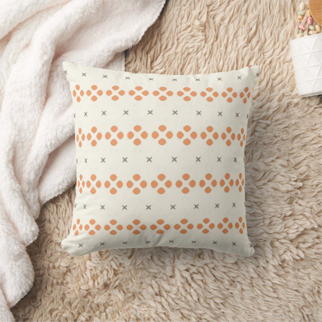 Retro Orange Geometric Dot Pattern Kissen (Decke)