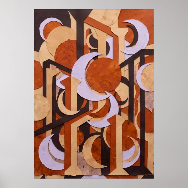Retro Orange Geometrisches Poster (Vorne)