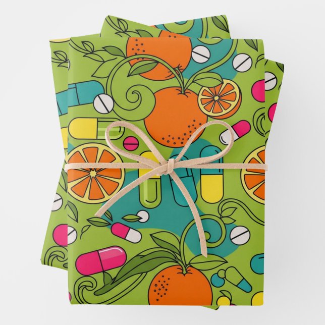 Retro Orange Geschenkpapier Set (Beispiel)