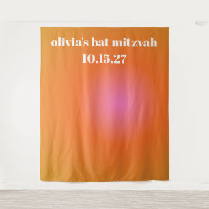 Retro Orange Gradient Bat Mitzvah Custom Backgroun Wandteppich