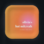 Retro Orange Gradient Unique Bat Mitzvah Custom Pappteller<br><div class="desc">Retro Orange rosa glänzende einzigartige Bat Mitzvah Custom Paper Teller</div>