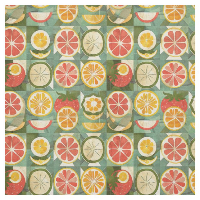 Retro Orange, Grapefruit und Erdbeere Stoff (Muster)