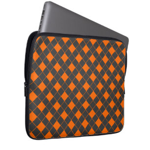 Retro Orange Grau Japan Geometrisches Karomuster Laptopschutzhülle