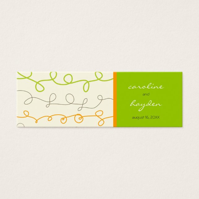 Retro Orange Green Scribbles Gastgeschenk Hochzeit (Vorderseite)