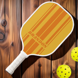 Retro Orange Groove Dualboard Streifen mit Namen Pickleball Schläger