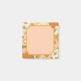 Retro Orange Groove Floral 3x3 Post-It Notes Klebezettel