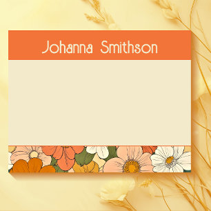 Retro Orange Groove Floral Large Notepad Notizblock
