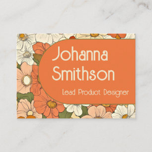 Retro Orange Groove Floral Mighty Calling Card Telefonnummerkarte