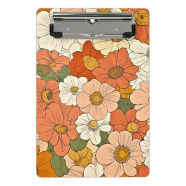 Retro Orange Groove Floral Mini Clipboard Klemmbrett