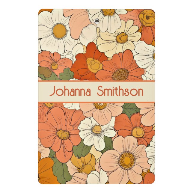 Retro Orange Groove Floral Mini Clipboard Mini Klemmbrett (Rückseite)