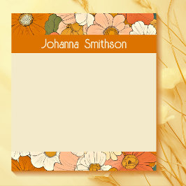 Retro Orange Groove Floral Notepad Notizblock