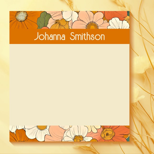 Retro Orange Groove Floral Notepad Notizblock (Von Creator hochgeladen)