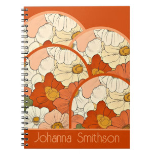 Retro Orange Groove Floral Spiral Notebook Notizblock