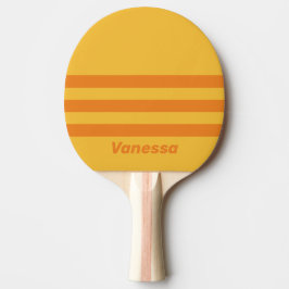 Retro Orange Groove Three Across Stripe with Name Tischtennis Schläger