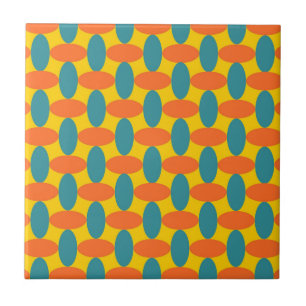 Retro Orange Grüne Ovale Geometrische Muster Fliese