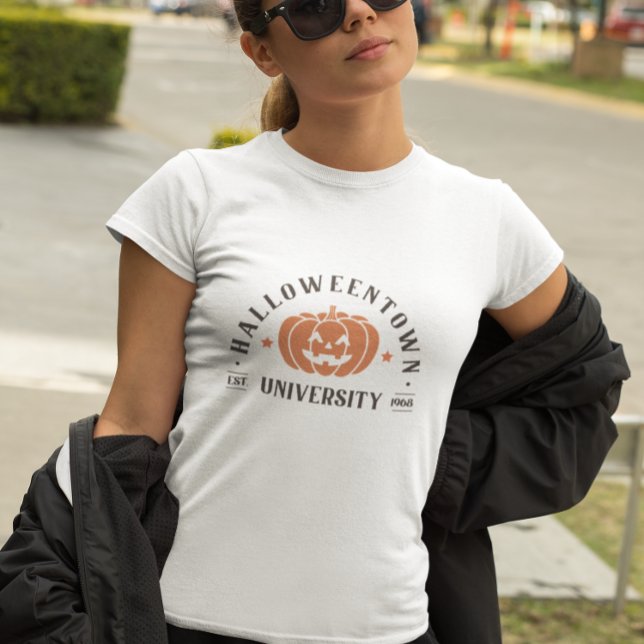 Retro Orange Halloween Universität T-Shirt (Von Creator hochgeladen)