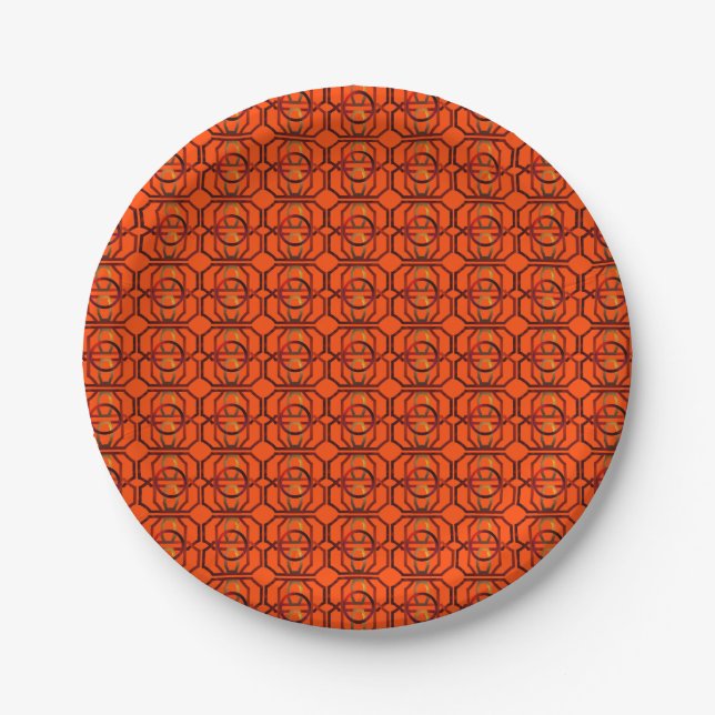Retro orange in den 1970er Jahren Pappteller (Vorderseite)