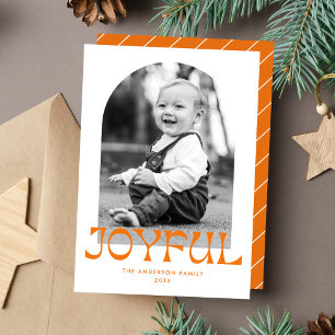Retro Orange Joyful Arch Foto Feiertagskarte