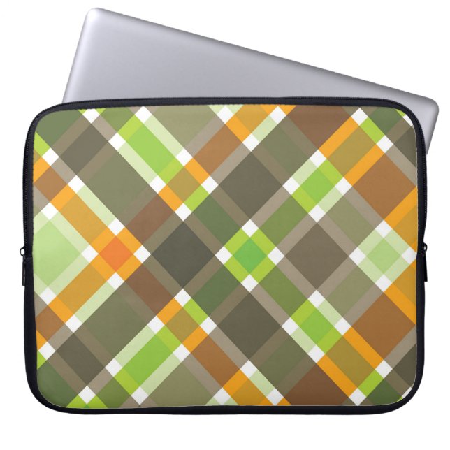 Retro Orange Karierte Karo Muster Laptop-Sieb Laptopschutzhülle (Vorderseite)