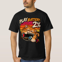 Retro orange Katze spielt Batterie 2% Humor