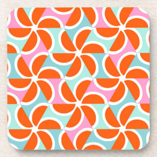 Retro orange Keil-Muster Getränkeuntersetzer