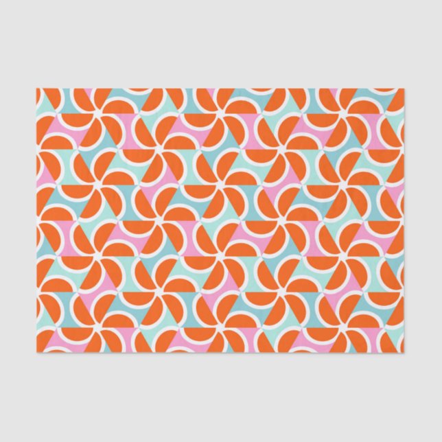 Retro orange Keil-Muster Seidenpapier (Vorderseite)