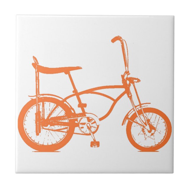 Retro Orange Krate Banana Sitzbike Fliese (Vorderseite)