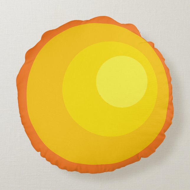 Retro orange Kreise Rundes Kissen (Rückseite)