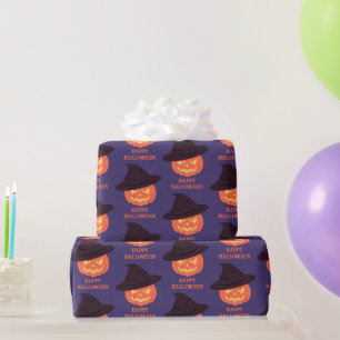 Retro Orange Kürbis Frohes Halloween Geschenkpapier