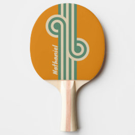 Retro Orange Loop mit Namen Tischtennis Schläger