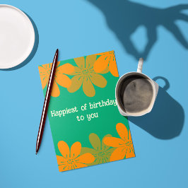 Retro Orange Maximalistische Blume Karte