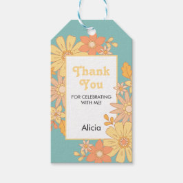 Retro Orange Peach Flora Groovy Vielen Dank Geschenkanhänger