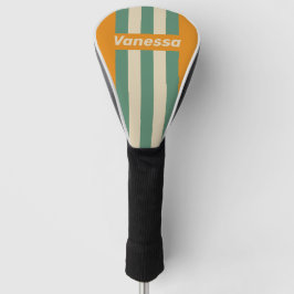 Retro Orange Pin Streifen mit Namen Golf Headcover