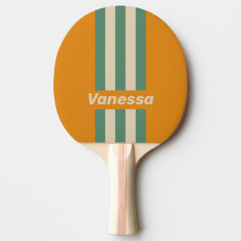 Retro Orange Pin-Streifen mit Namen Tischtennis Schläger